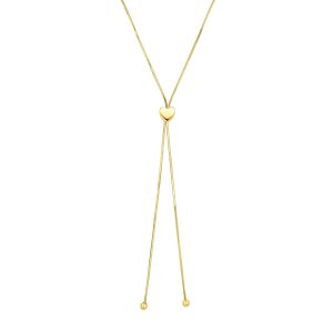 14K Gold Heart Slide Friendship Necklace