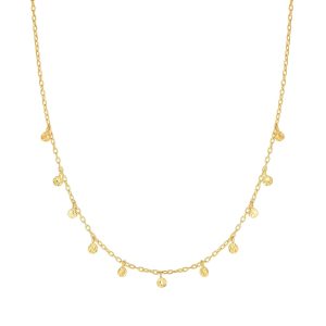 14K Gold Polished Circle Dangle Choker