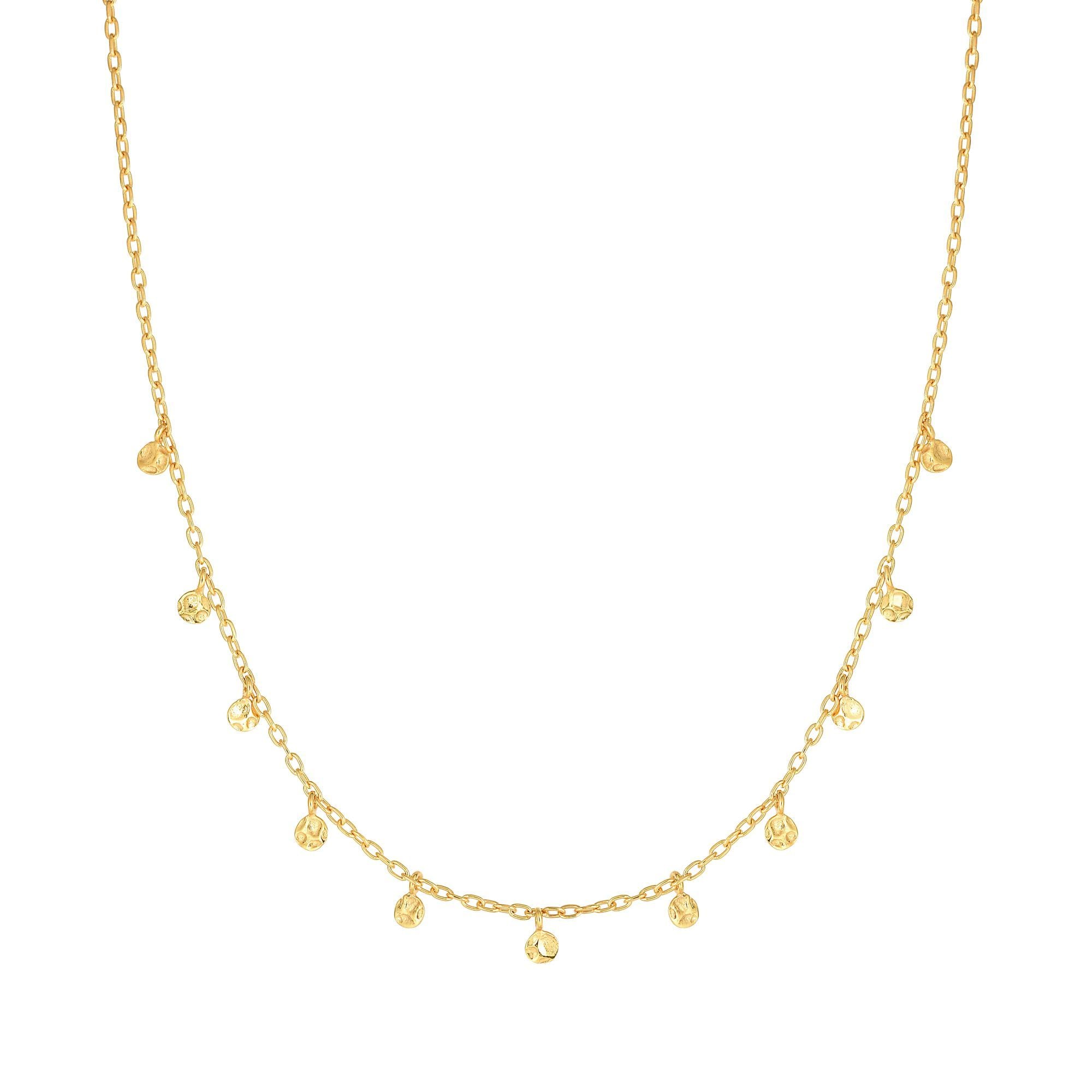 14K Gold Polished Circle Dangle Choker