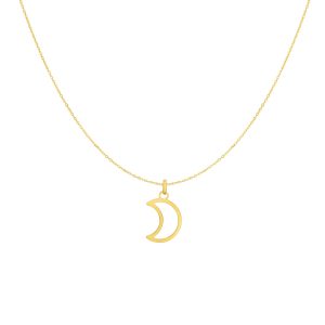 14K Gold Open Moon Necklace