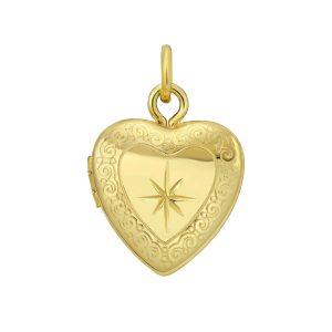 14K Gold Heart Locket Pendant