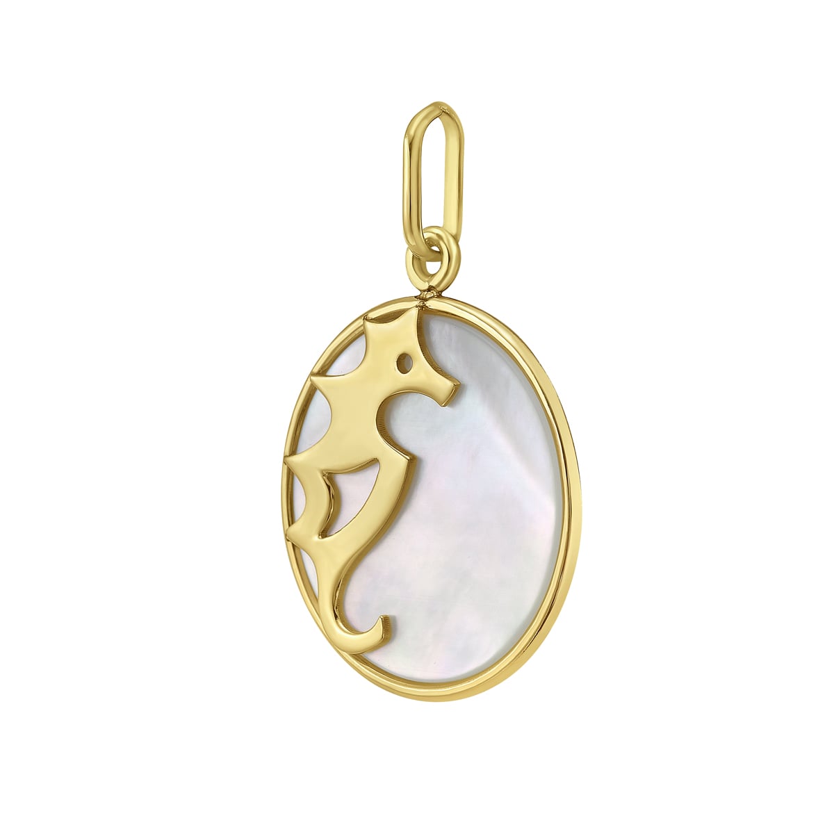 14K Gold MOP Seahorse Charm