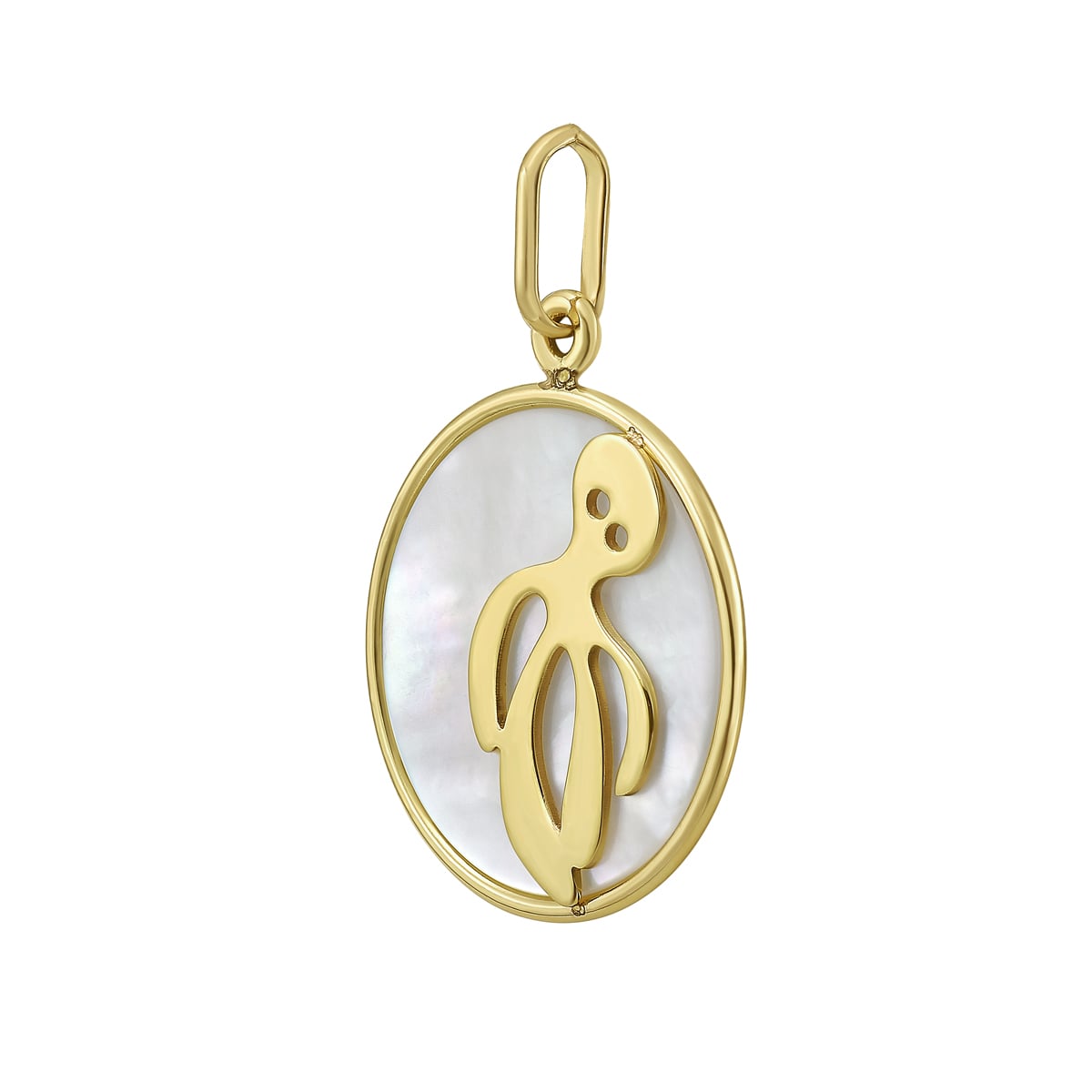 14K Gold MOP Octopus Charm