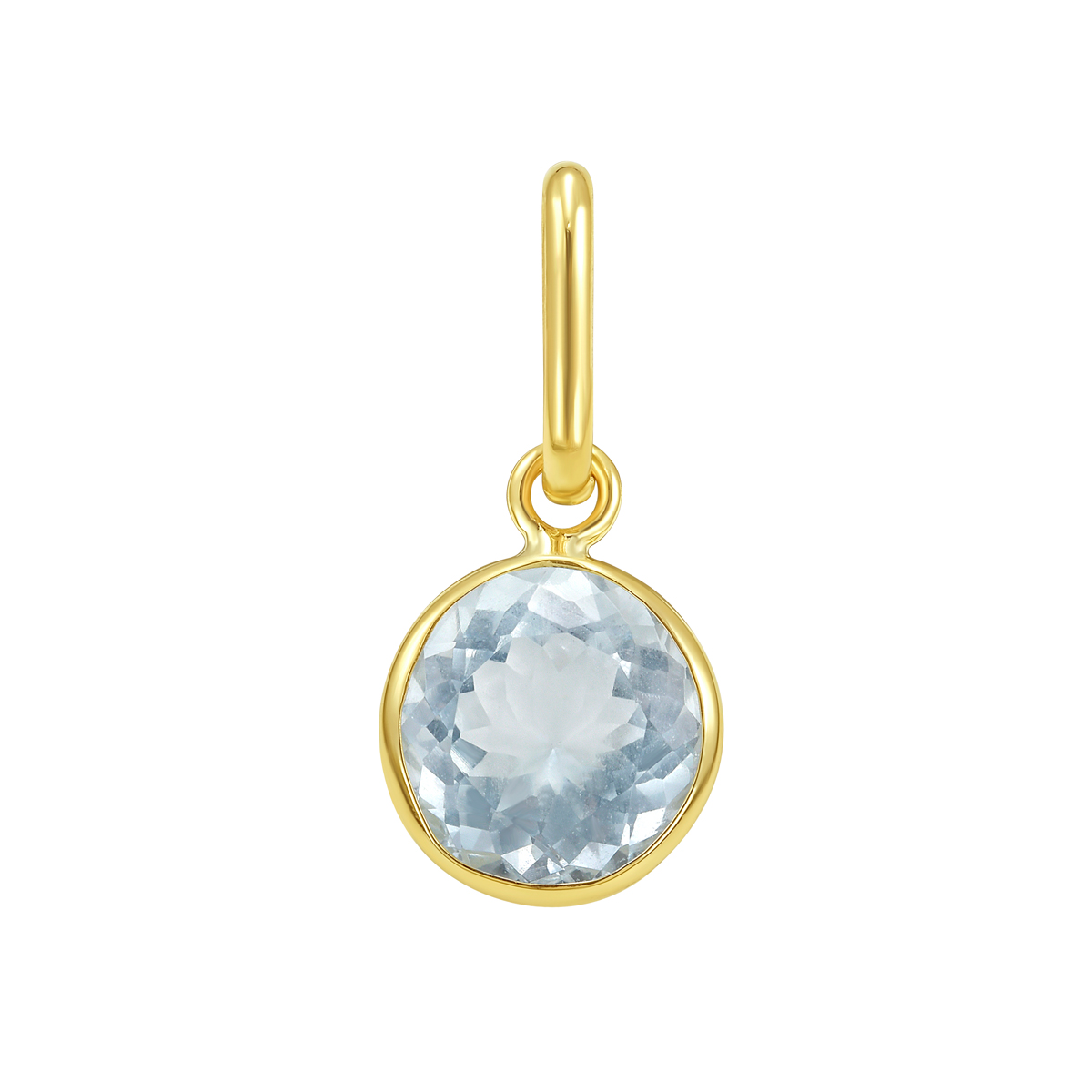 14K Round Aqua Charm