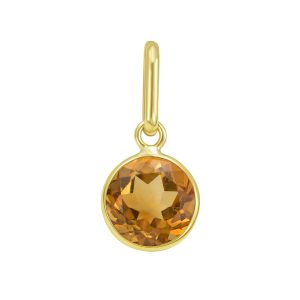 14K Round Citrine Charm