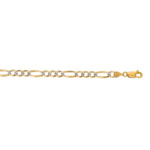 14K Gold 4.75mm White Pave Figaro Chain