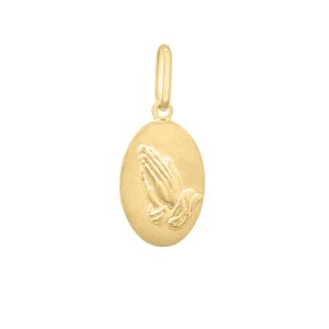 14K Gold Praying Hands Pendant