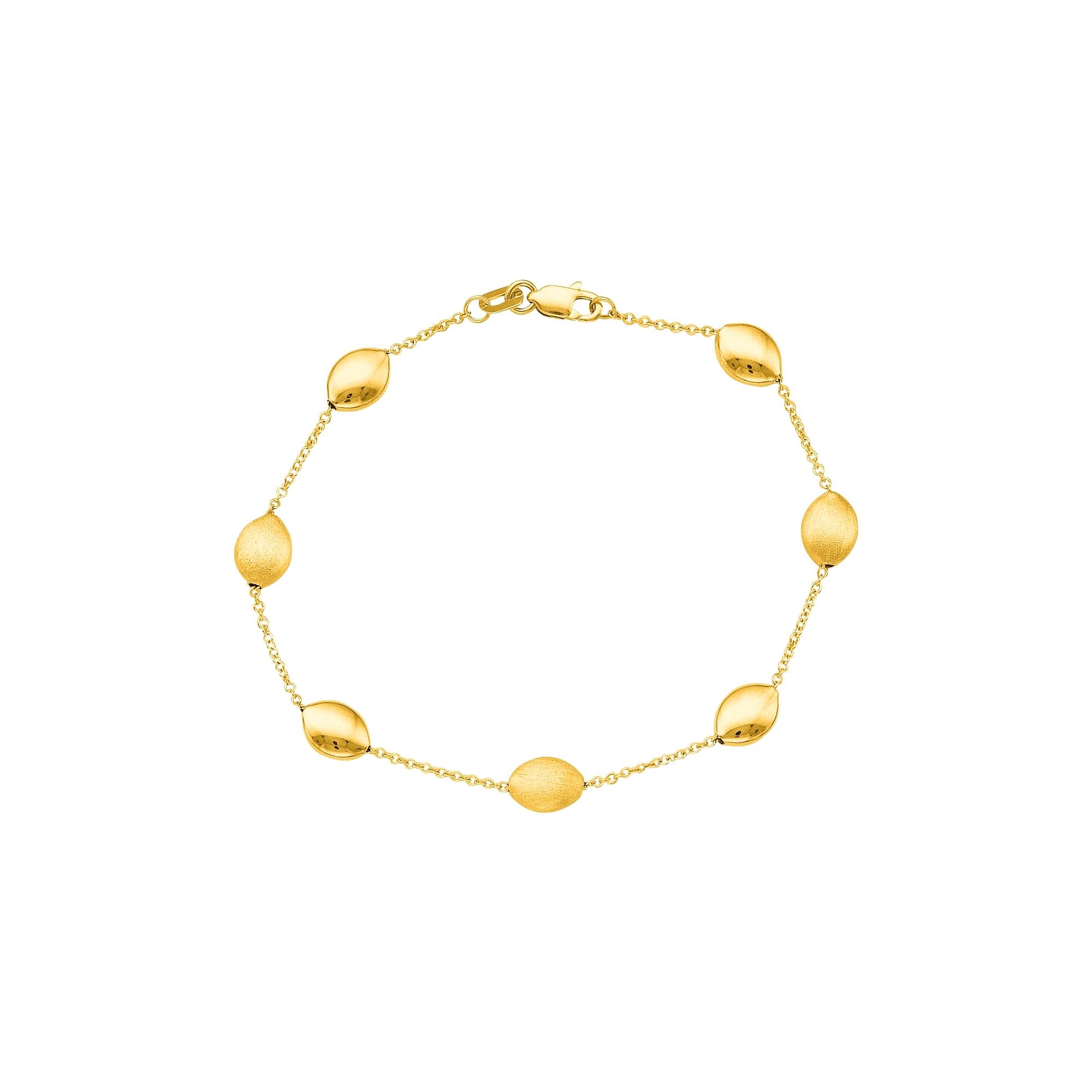14K Tri-color Gold Satin Pebble Strand Necklace