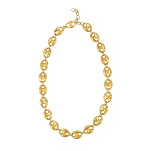 14K Gold 12mm Puffed Mariner Link Necklace