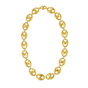 14K Gold 16mm Puffed Mariner Link Necklace