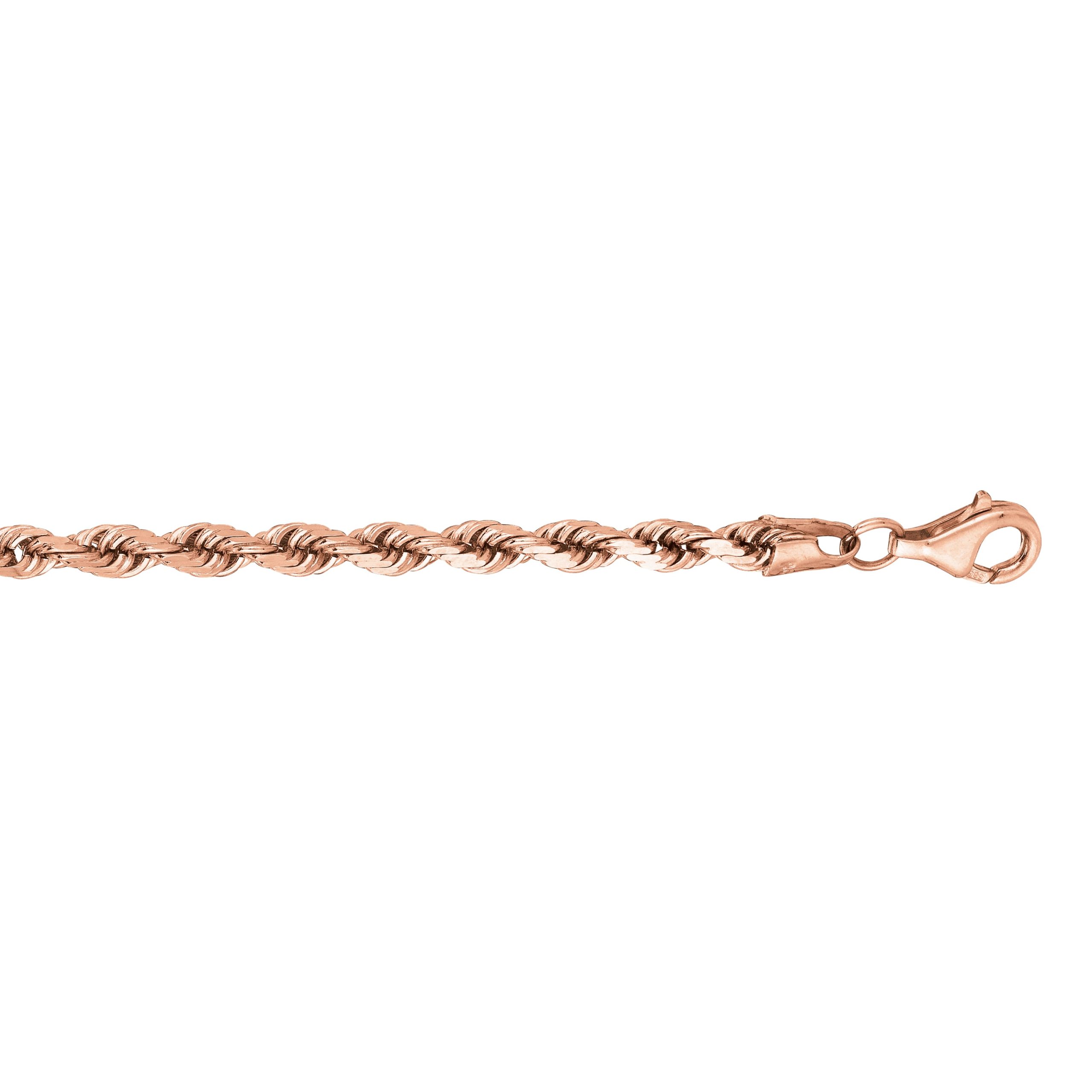 14K Gold 8.5" 3.8mm Diamond Cut Royal Rope Chain