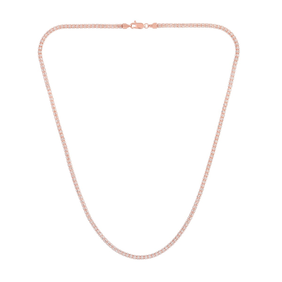 14K Rose 3.3mm Two-Tone Fancy Ice Chain