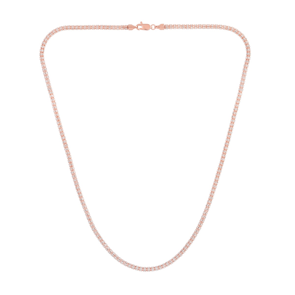 14K Rose 3.3mm Two-Tone Fancy Ice Chain