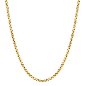 14K Gold 3.4mm 24" Lite Round Box Chain