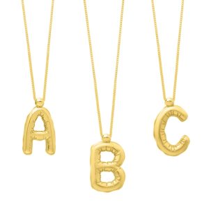 14K Helium Initial W Pendant