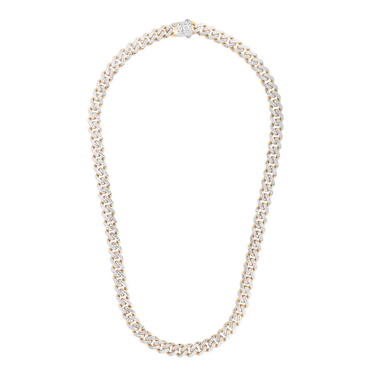 14K Gold 9.5mm White Pave Lite Miami Cuban