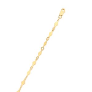 14K Gold Diamond Shape Mirror Chain