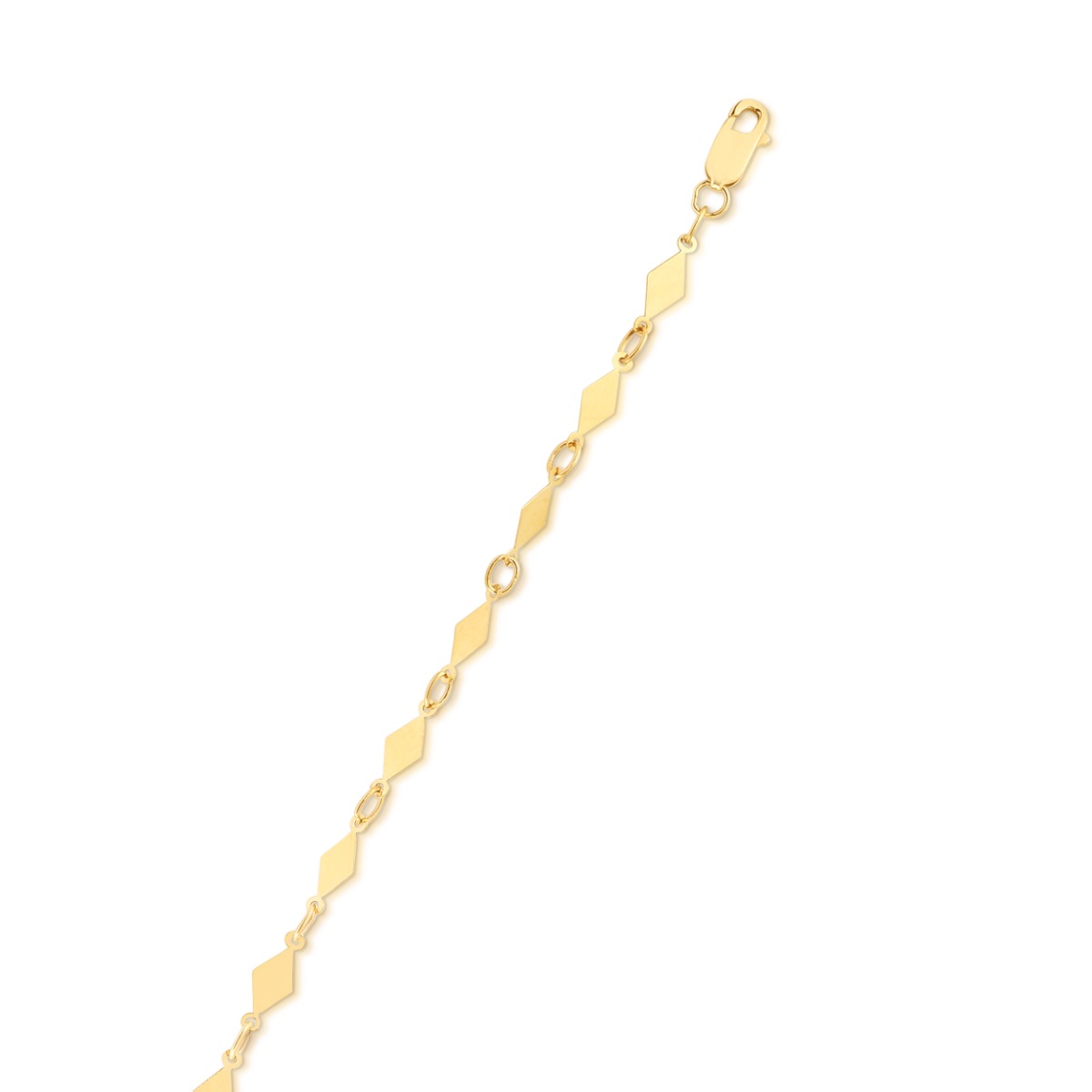 14K Gold Diamond Shape Mirror Chain