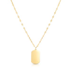 14K Gold Tag with Mirror Chain