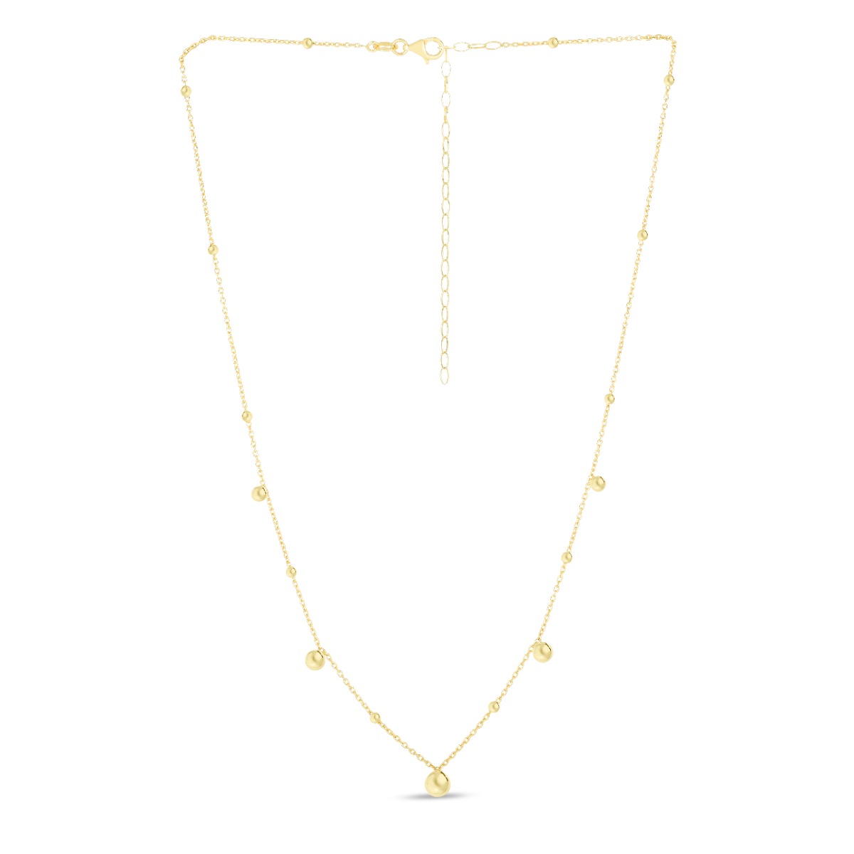 14K Gold Bead Station Necklace