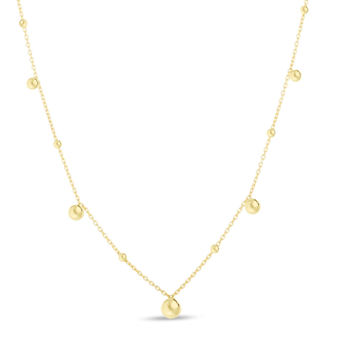 14K Gold Bead Station Necklace