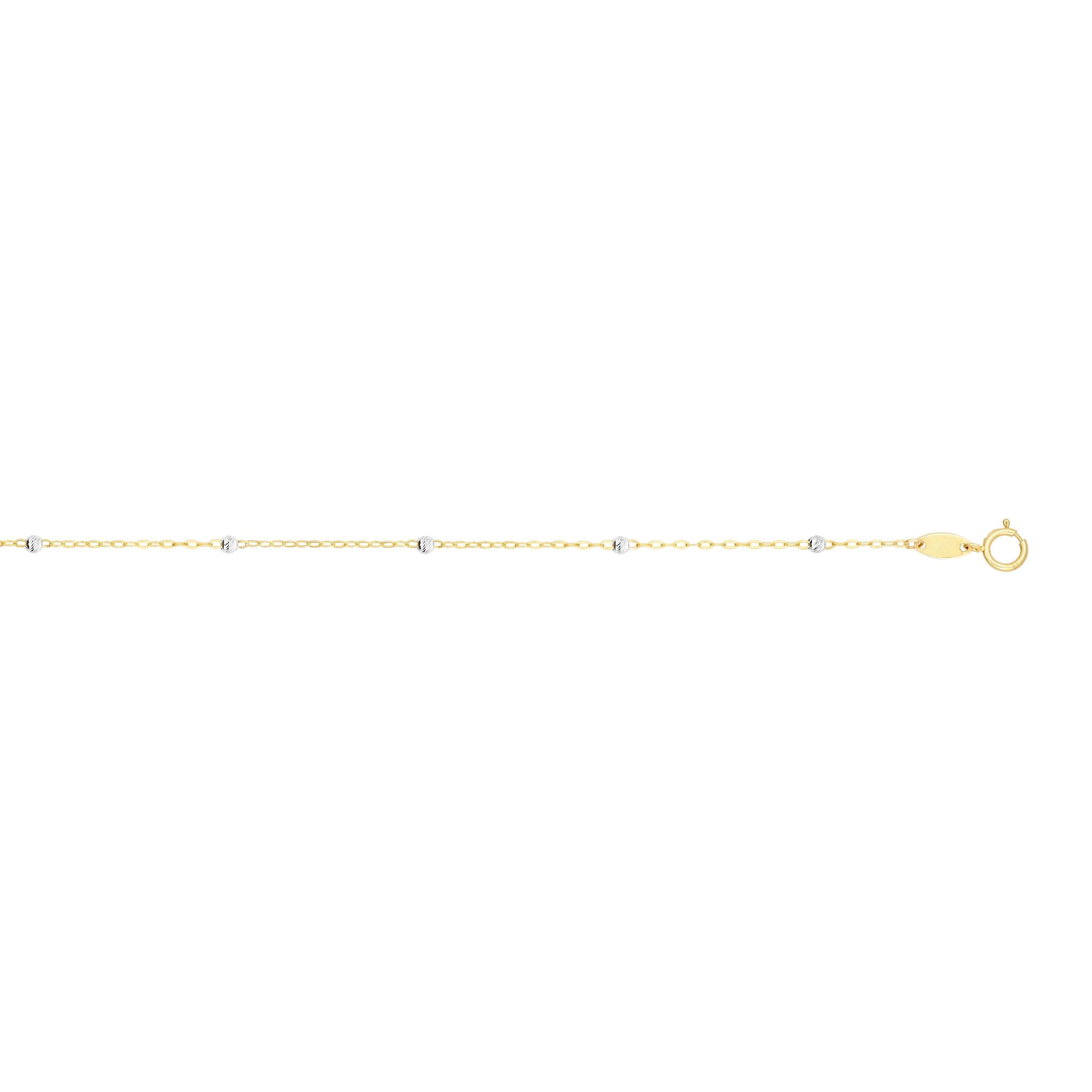 14K Gold 3.5mm Diamond Cut Bead Saturn Chain