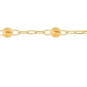 14K Gold Dangle Heart and Bead Station Anklet