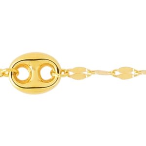 14K Gold Mirror Chain and Puffed Mariner Station Anklet