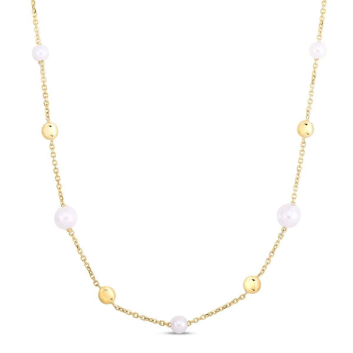 14K Gold & Pearl Bead Tin-Cup Necklace