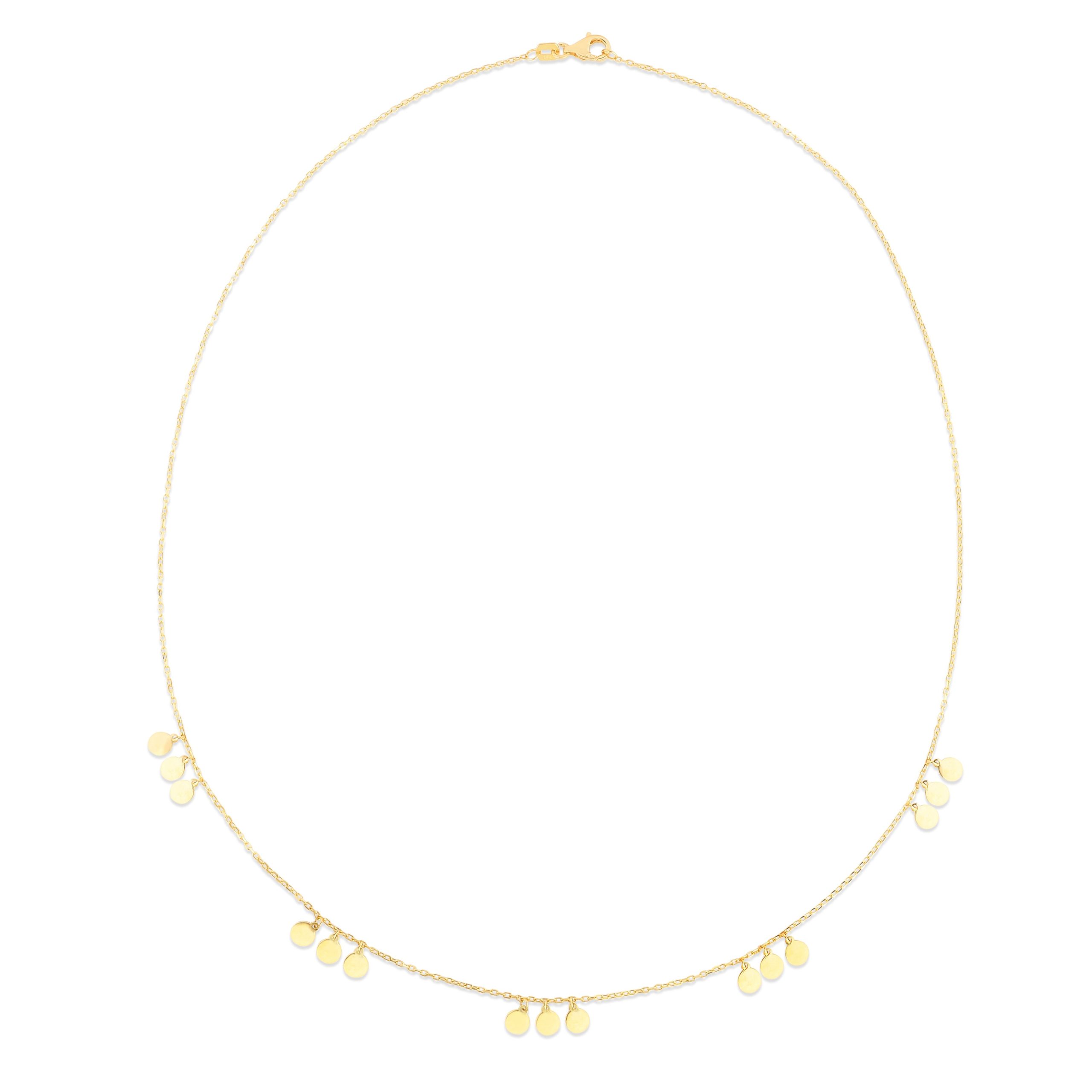 14K Dangle Disc Necklace