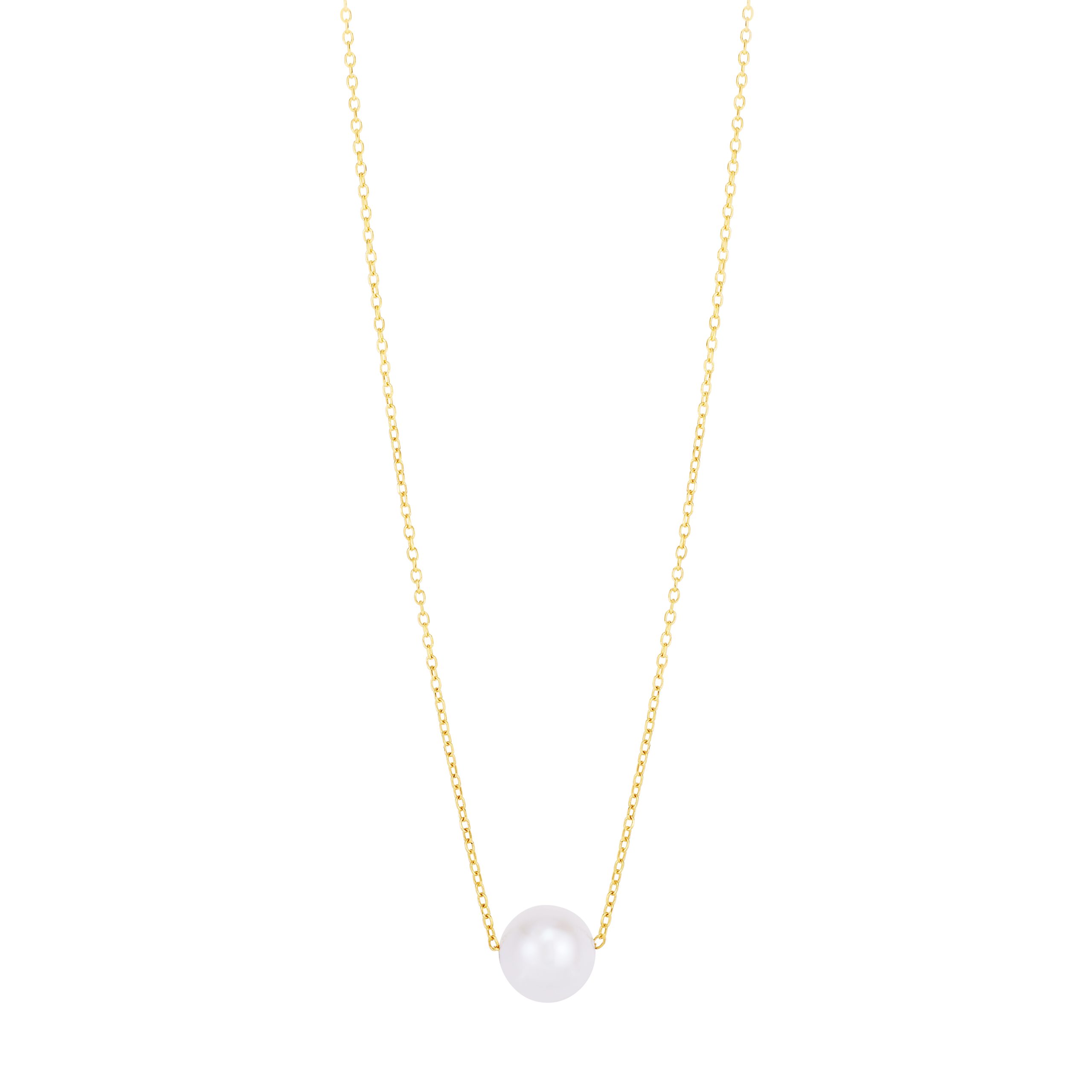 14K Pearl Necklace Solitaire