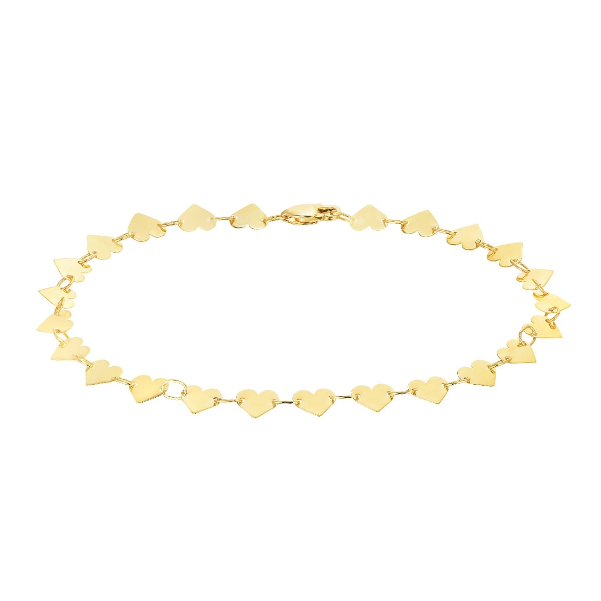 10K Heart Mirror Chain Bracelet