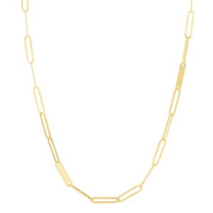 14K Paperclip Bar Fashion Chain Bracelet