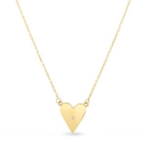 14K Gold Diamond Elongated Heart Necklace