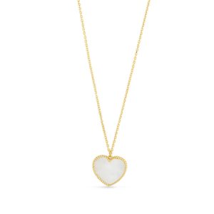 14K Gold Mother of Pearl Heart Necklace