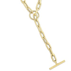 14K Gold Paperclip Toggle Link Bracelet