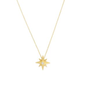 14K Gold Diamond North Star Necklace