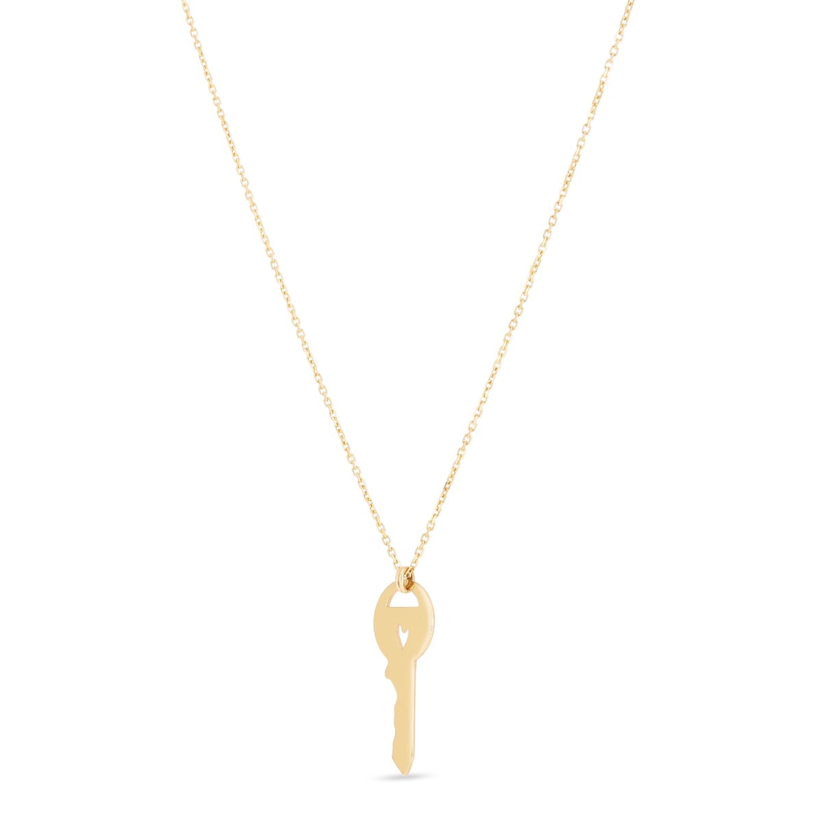 14K Gold Heart Key Necklace