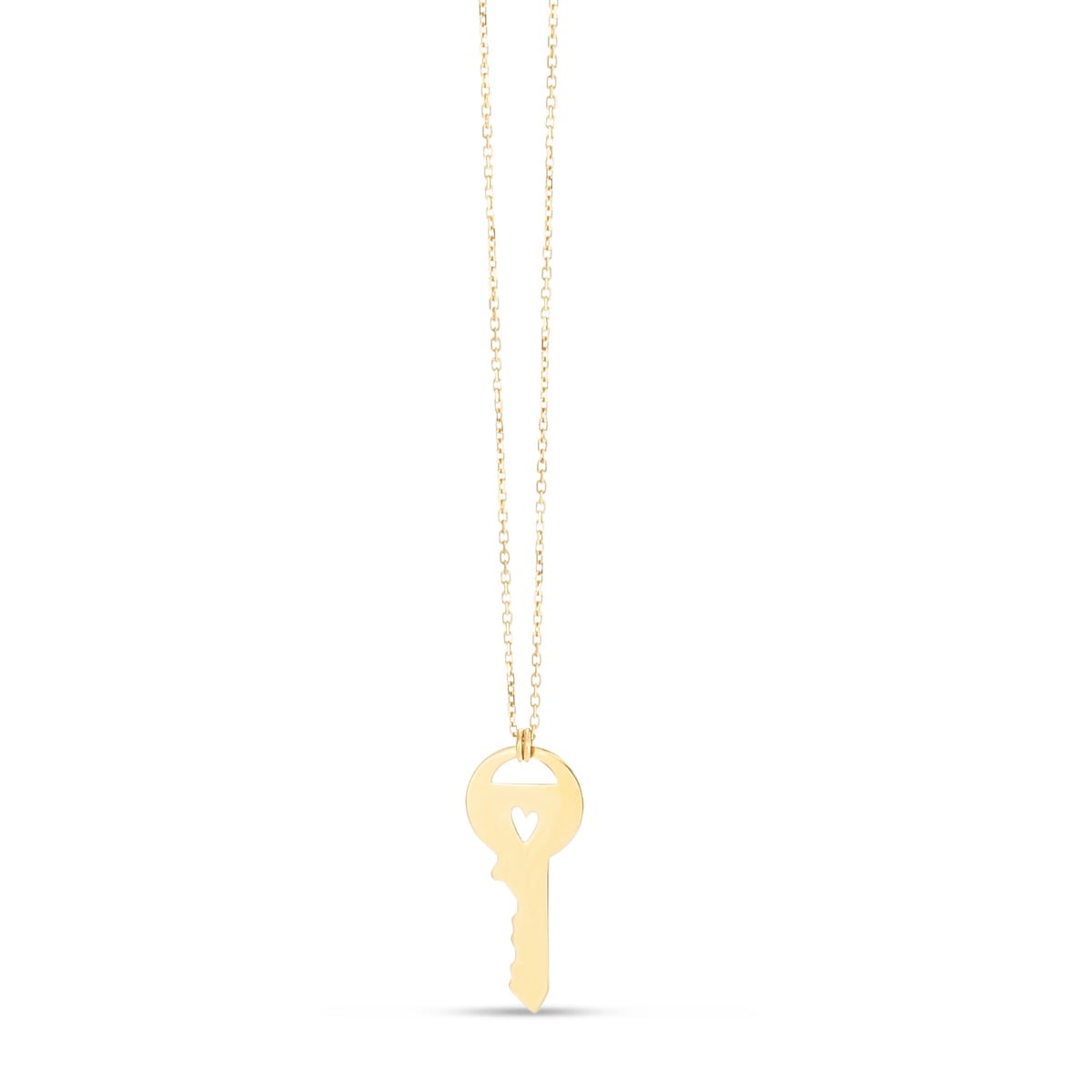 14K Gold Heart Key Necklace
