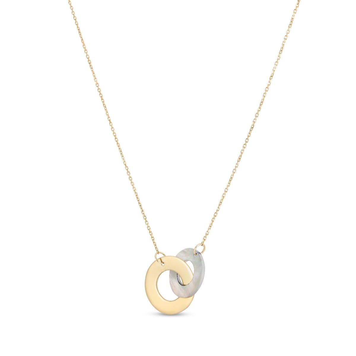 14K Gold & Mother of Pearl Circles Necklace