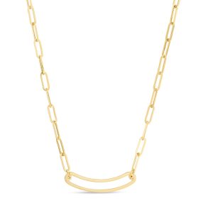 14K Paperclip Curved Open Bar Bracelet