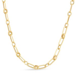 14K Paperclip Rondel Link Necklace