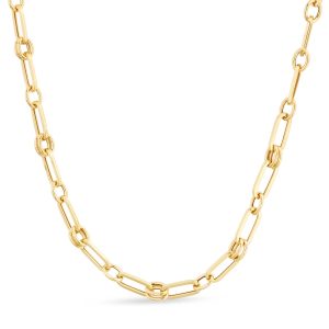 14K Paperclip Rondel Link Bracelet
