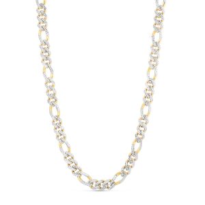 14K 9.5mm White Pave Modern Lite Figaro Chain