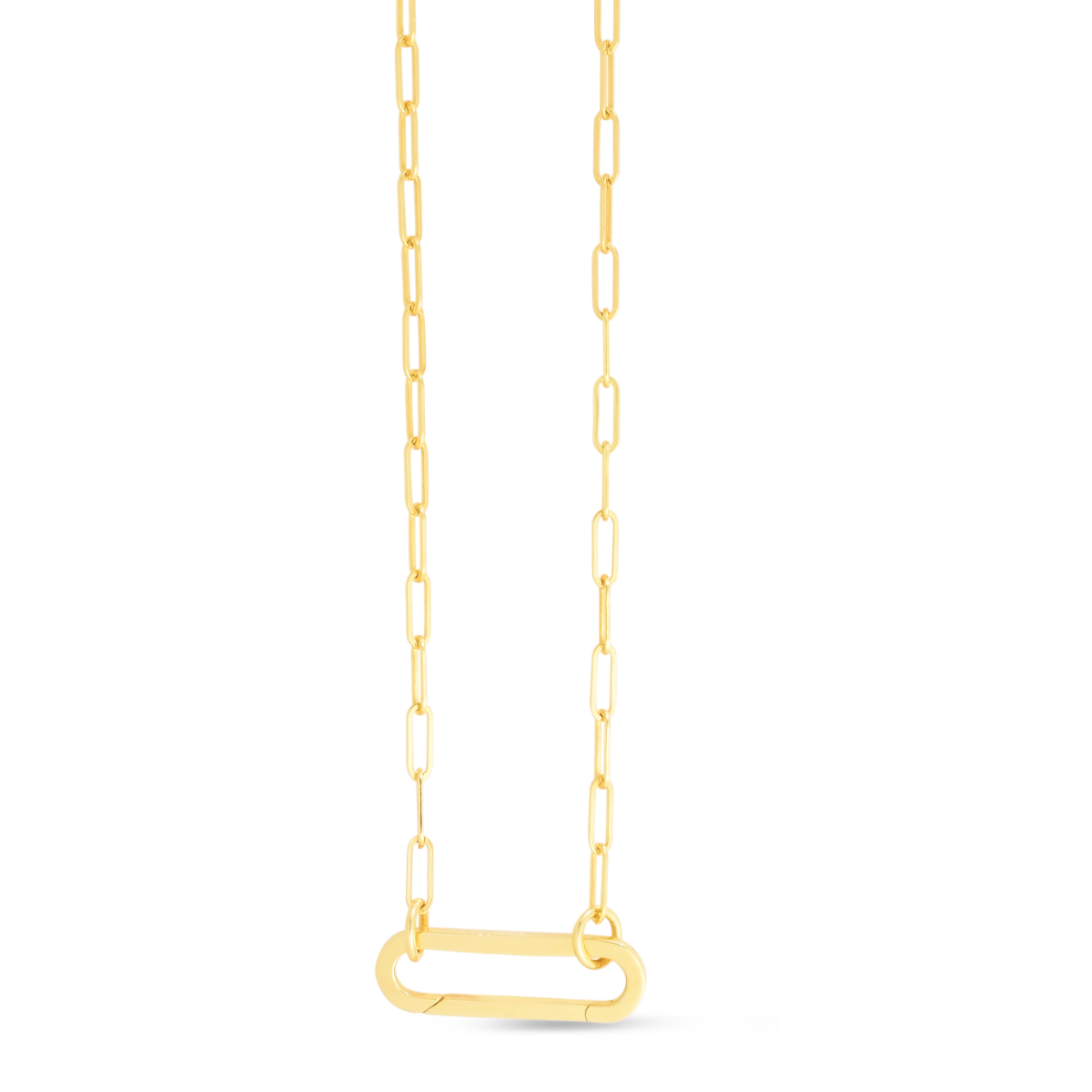 14K Elongated Link Push-lock Necklace