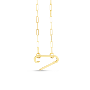 14K Elongated Link Push-lock Necklace