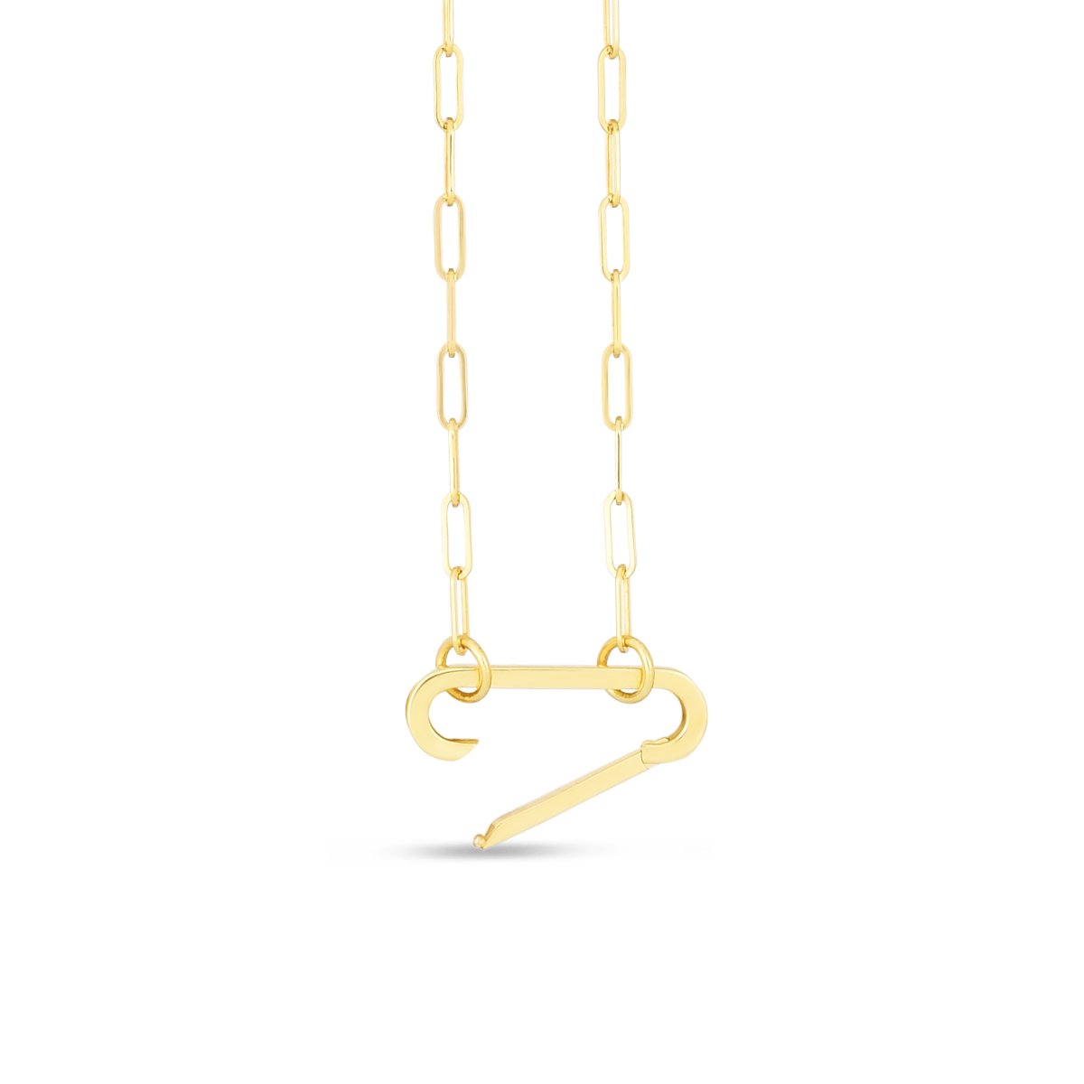 14K Elongated Link Push-lock Necklace