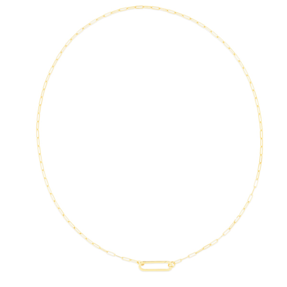 14K Elongated Link Push-lock Necklace