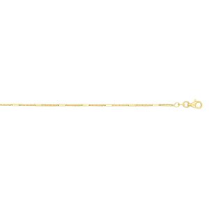 14K Gold 1.3mm Polished Bar Station Saturn Chain