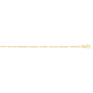 14K Gold 1.3mm Polished Bar Station Saturn Chain